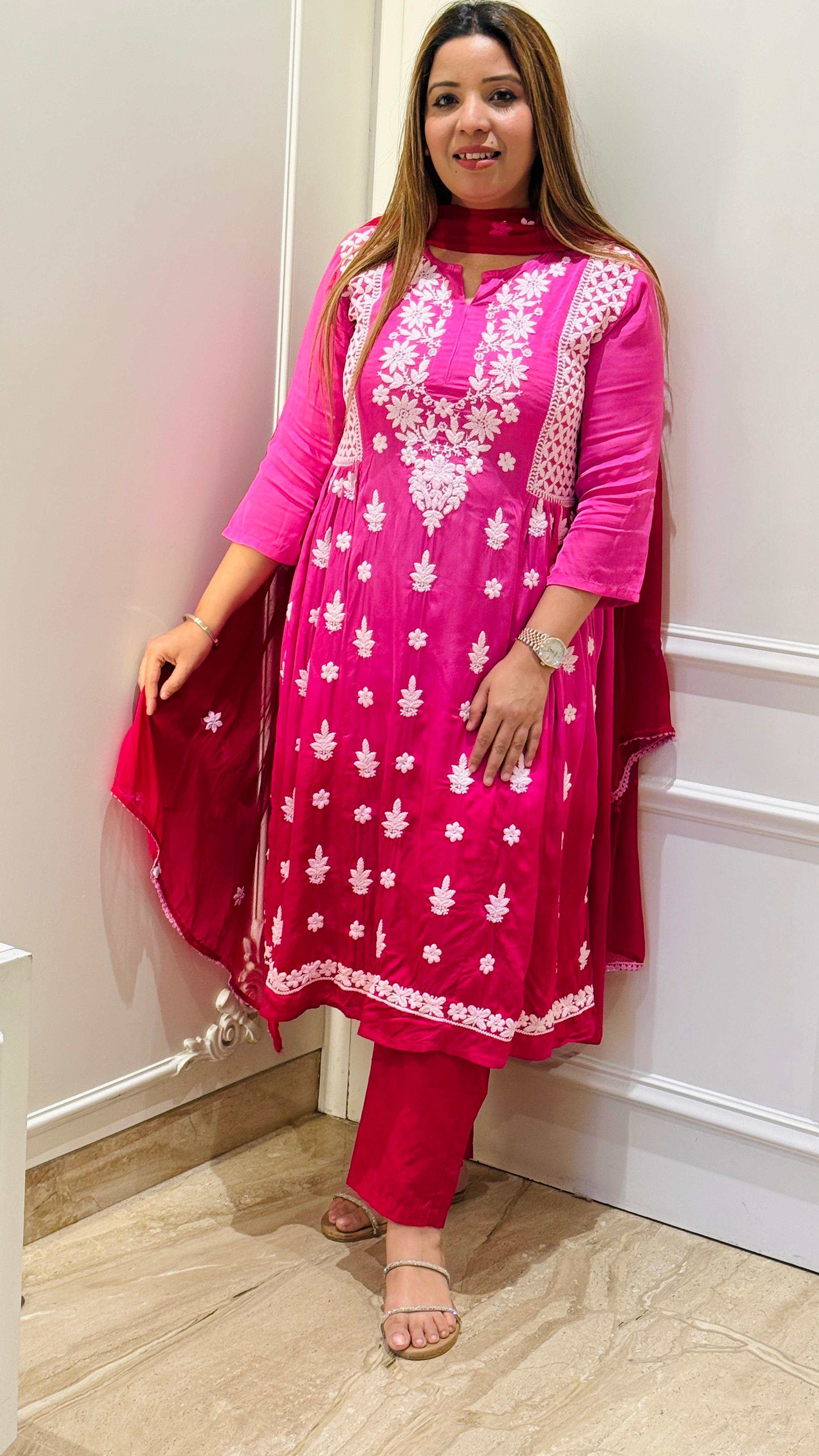 Purple & Pink Zoya Lakhnavi Ombre Suit Set